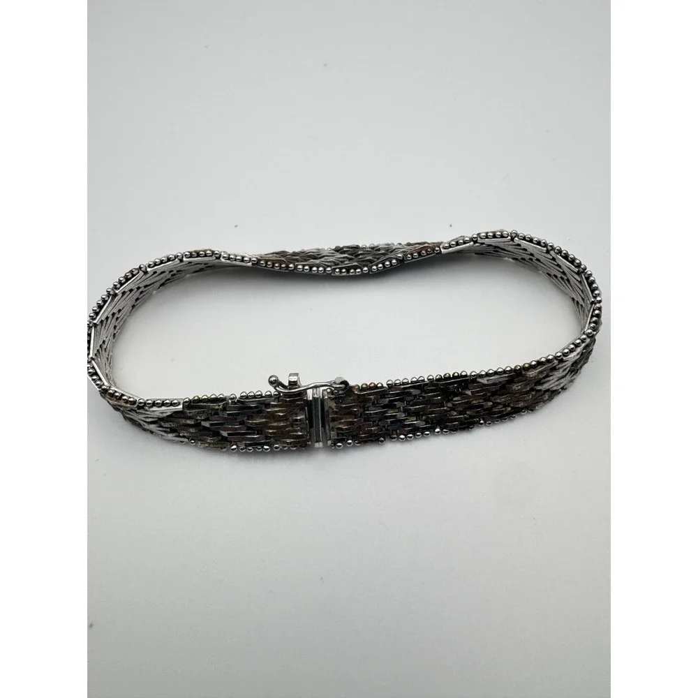 Vintage Milor Bracelet Italy Sterling Silver Riccio Chevron Link 925